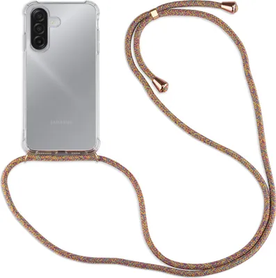 A clear, professional studio shot of a phone case with a lanyard attached.