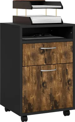 Produktbild von Aktenschrank mit Schublade und Ablage, 4 Rollen, 40 x 35 x 60 cm, Braun und Schwarz