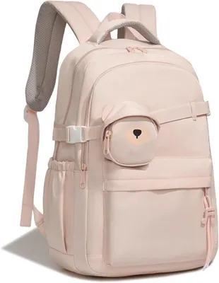 Image de Sac à dos rose pour ordinateur portable, imperméable, idéal pour l'école