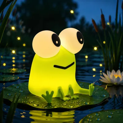 Produktbild von LED Frosch Silikon Nachtlicht Kinder,7 Farben, Kabellos Stufenlos Dimmbar,Touchsensor, Timer, USB Wiederaufladbar, Augenschutz, Babyzimmer, Stilllicht