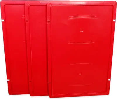 Produktbild von 3 Stück Deckel für Gemüsekiste, Eurofleischerkiste, Stapelbox E1 E2 E3 rot (3xDeckel rot)