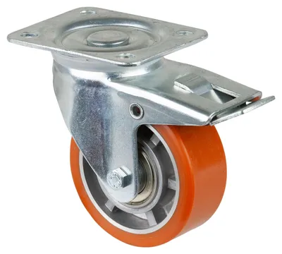 Image de BS ROLLEN Roulette pivotante avec blocage total (Ø roue 100 mm capacité de charge 200 kg / avec plaque à visser roulement à billes) - LB520.B90.100