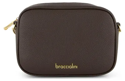 Immagine prodotto di Braccialini Dolly Borsa a tracolla in pelle di colore cioccolato, chiusura zip e