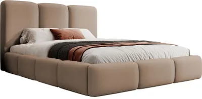 Produktbild von Selsey Bauro - Polsterbett 140x200 mit Stauraum und Samtbezug, hellbraun