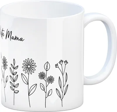 Produktbild von Für die Beste Mama Kaffeebecher zum Ausmalen Handgezeichnete Blumen
