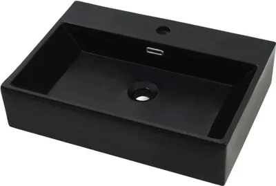 Produktbild von vidaXL Waschbecken mit Hahnloch Keramik Schwarz 76 x 42,5 x 14,5 cm