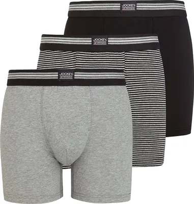 Image de Boxers Jockey pour homme, lot de 3 - Boxers en coton stretch noir/gris 2XL