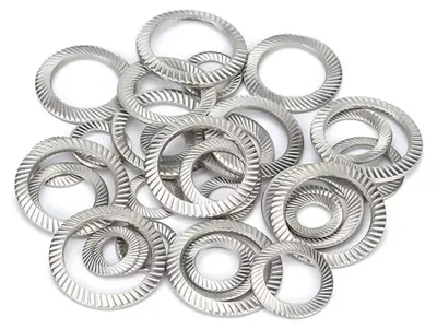 Obrázok produktu pre Protisklzové podložky – nerezová oceľ – podložky s drážkami – závitové pružiny – M12x18 mm – 30 kusov – dlhá životnosť a odolnosť proti korózii – bezpečnostné podložky