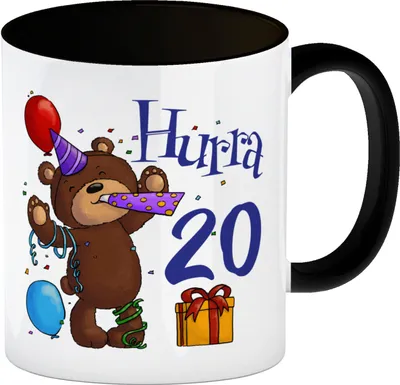 Produktbild von 20. Geburtstag Kaffeebecher Schwarz mit lustigem Spruch: Teddy