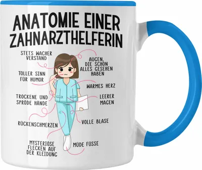 Produktbild von Trendation - Zahnarzthelferin Tasse Geschenk Lustig Zahnarzt Damen Kollegin Geschenkidee Zahnmedizinische Fachangestellte Anatomie Zahnmedizin (Blau)