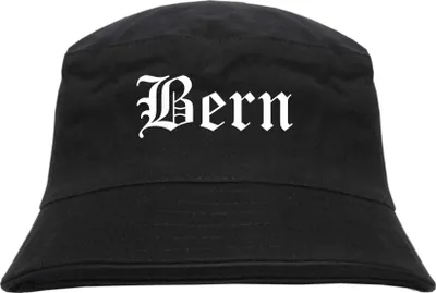 Produktbild von Bern Fischerhut - Altdeutsch - bedruckt - Bucket Hat Anglerhut Hut Schwarz S/M