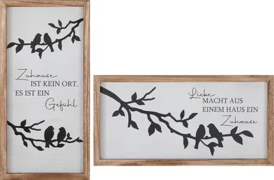 Immagine prodotto di Gilde Bild, rechteckig, "Zuhause", Baummotiv, Spruch, Vogelmotiv, Holz, weiß, L. 3.5 cm, B. 30 cm, H. 60 cm 58111 4063387581117 2 Stück (2-fach sortiert)