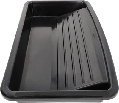A black paint tray is shown against a white background.