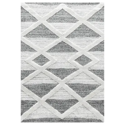 Produktbild von Villa Möbel Pisaro Wohnzimmer-Teppich, Hochflor-Teppich, Frisee, Geometrisch, Farbe:Grau, Grösse:240x340 cm