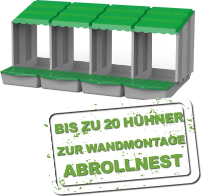 Produktbild von (4er) MeineHennen Hühner Legenest/Abrollnest aus Kunststoff, 4 Abteile, LxHxB 51,5 x 46,5 x 112,1 cm