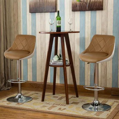 Produktbild von Barhocker 2er-Set,PU gepolsterte Barhocker,moderner drehbarer Barstuhl mit Rückenlehne, Frühstücksstühle für die Küche, höhenverstellbar (60-82cm)