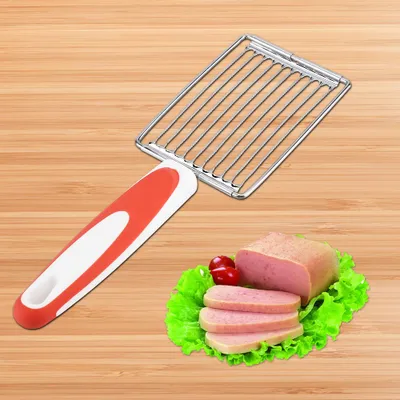 Produktbild von Edelstahl Luncheon Fleischschneider Schinken Obst Tomate Küche Soft Food Schneidwerkzeug (Orange)