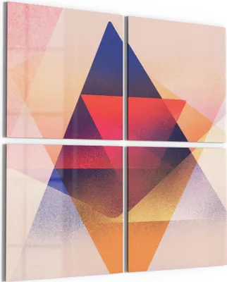 Produktbild von DEQORI Glasbild Echtglas 4x50x50 cm 'Geometrie der Farben' Wandbilder XXL groß