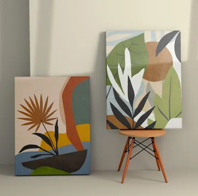 Produktbild von Wallity, 2KNV4316 - 50 x 70, Dekoratives Leinwandgemälde (2 Stück), Mehrfarbig, 100 % LEINWAND, 50 x 70 cm