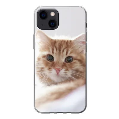 Produktbild von MuchoWow® Handyhülle Schutzhülle Hülle für iPhone 13 mini Katze - Rot - Bett - Mädchen - Kinder - Jungen Silikon Softcase Handy Hülle - Softcase