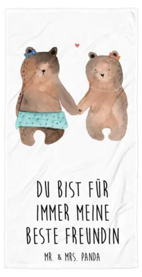 Produktbild von Mr. & Mrs. Panda Duschtuch Bär Freundin - Weiß - Geschenk, Handtuch, Duschhandtuch, Strandtuch, Badelaken, Teddy, Strandlaken, Großes Badehandtuch