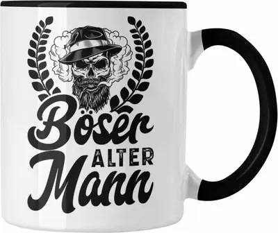 Produktbild von Trendation - Böser Alter Mann Tasse Geschenk Lustiger Gag Opa Onkel (Schwarz)