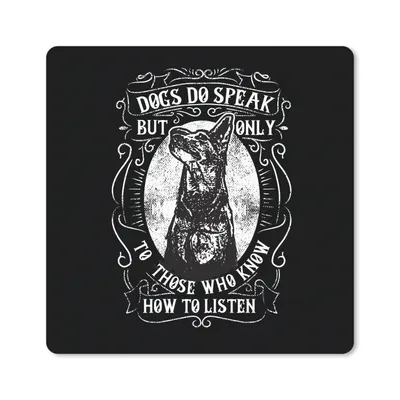 Produktbild von MuchoWow® Mauspad Mousepad Hund - Retro - Schwarz - Weiß - Spruch 20x20 cm - Mousepads - Maus Mat - Pad - Mausunterlage - Desk Mat - Bureauartikeln