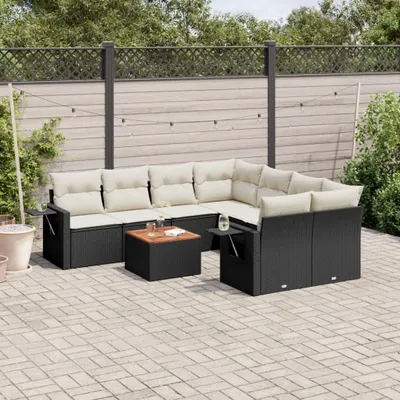 Produktbild von CLORIS 9-tlg. Garten-Sofagarnitur mit Kissen Schwarz Poly Rattan 2024