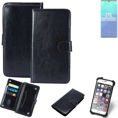 Produktbild von K-S-Trade 360° Hülle kompatibel mit ZTE Axon 10 Pro schwarz Kunstleder Case BookCase WalletCase Kunstlederederhülle Handyhülle, Rundumschutz