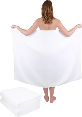 Produktbild von Betz 3-tlg. Set XXL Badetuch 100 x 140 cm DRESDEN Badetücher Saunatuch 100% Baumwolle  Farbe weiss