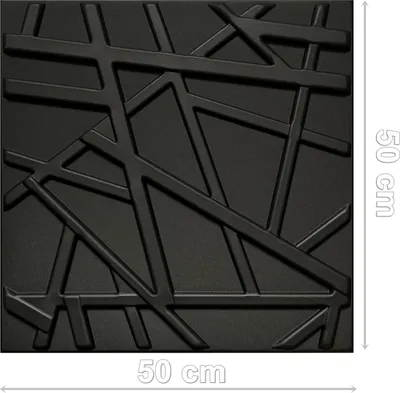 Obrázek produktu pro DECCART | 3D stropní kazety | Nástěnné panely | Lamely na desce | Stěnové akustické | Černá linie 50x50 cm | 0,25 m²