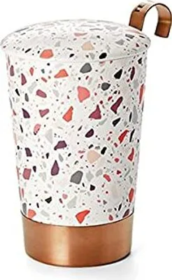 Produktbild von Teaeve® Kräuterteetasse "Terrazzo" Porzellan, 3-teilig, mit Edelstahlboden doppelwandig, 0,35 l