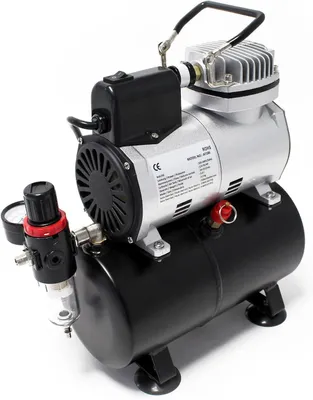 Image de Compresseur pour aérographe avec réservoir d'air, régulateur de pression et démarrage/arrêt automatique, idéal pour la modélisme