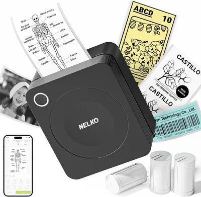 Produktbild von Mini Drucker Bluetooth Portabel Sticker Maker mit 3 Rollen Papier, für DIY Erstellung, Studiennotizen, Bilder, Quittungen,Mehrere Vorlagen für Telefon
