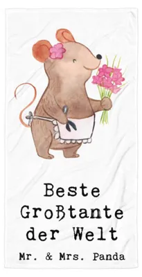 Produktbild von Mr. & Mrs. Panda Reisehandtuch Maus Beste Großtante der Welt - Weiß - Geschenk, Strandtuch, Familie, Kleinigkeit, Duschhandtuch, Badehandtuch, Geschenkidee, Handtuch