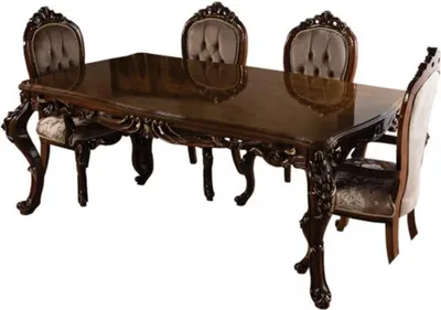 Produktbild von Casa Padrino Luxus Barock Esstisch Braun / Gold - Handgefertigter Massivholz Esszimmertisch im Barockstil - Prunkvolle Barock Esszimmer Möbel