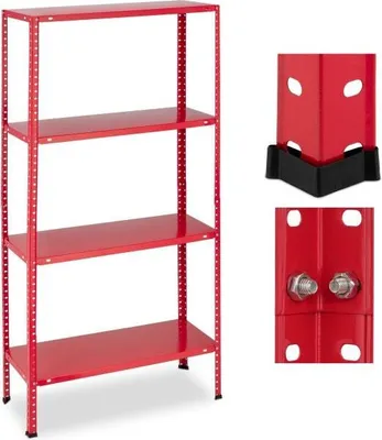 Immagine prodotto di Scaffale rosso robusto con 4 livelli