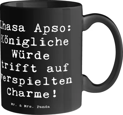 Produktbild von Mr. & Mrs. Panda Trinkbecher Spruch Lhasa Apso Charme - Schwarz - Geschenk, Becher, Eleganz, Hundeliebhaber, Kaffeetasse, Kaffeebecher, Hunderassen Eigenschaften, Tasse