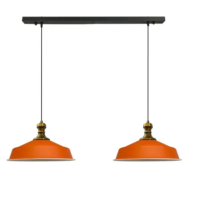 Produktbild von Pendelleuchte Asletl-Knob Hängelampe aus Metall 2 Flammige, E27, Orange Vintage Lampe