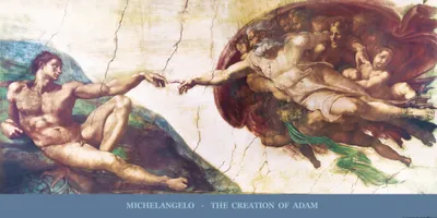 Produktbild von Michelangelo Buonarroti Kunstdruck Bild - Die Erschaffung Adams, 1508-1512 (60 x 120 cm)