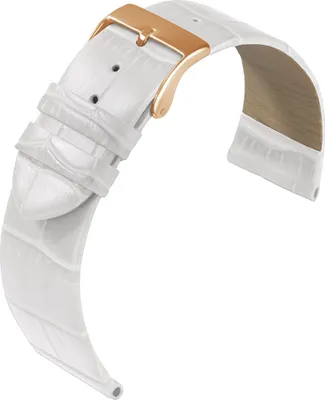 Produktbild von Eulit Rainbow Uhrenarmband Kalbsleder weiß Krokoprägung flach, Stegbreite:20mm, Schließe:Roséfarben