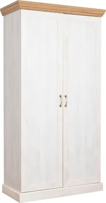 Produktbild von Garderobe - Kleiderschrank, Farbe: Kiefer Weiß / Braun - 187 x 97 x 49 cm (H x B x T)