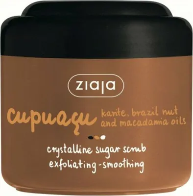 A product shot of a jar of Ziaja Cupuacu Crystalline Sugar Scrub.