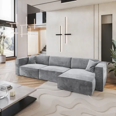 Produktbild von Masseno Ecksofa TOLMO M mit Schlaffunktion L-Form, Sofa mit Bettkasten, Wohnzimmersofa, Couch, Soffa, Bettsofa, Couchgarnitur- Hellgrau, MONOLITH 84