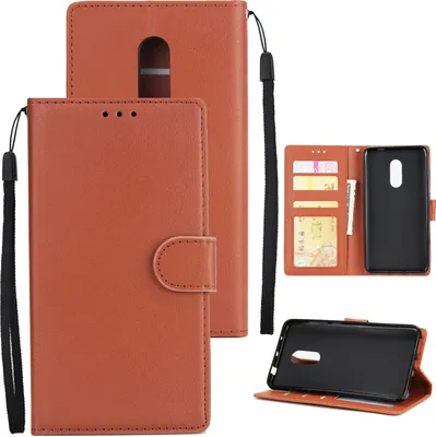 Produktbild von Ultra Slim PolyurethanFull Schutzhülle rutschfest stoßfest Handyhülle mit Kartenablagefach für Xiaomi Redmi Note 4 braun