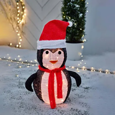 Produktbild von XXL Deko LED Weihnachts Pinguin Faltbar Außenbereich Weihnachtspinguin Dekofigur Garten Riesig
