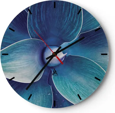 Produktbild von Wanduhr - Rund - Glasuhr - Agave Blau Blume - 30x30cm - Schleichendes Uhrwerk - Lautlos - zum Aufhängen bereit - Dekoration Modern - Wanddekoration aus Glas - C3AR30x30-4972
