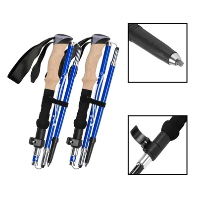 Produktbild von Faltbarer Wanderstock Ultraleicht, Carbon & Aluminium, Verstellbar, Korkgriff, Trekking, Wandern, Skifahren