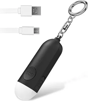 Produktbild von Taschenalarm 130 dB Personal Safeound Security wiederaufladbare Sirene Polizei zugelassene Panik -LED -Licht Kinder Frauen (schwarz)