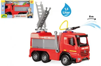 Obrázek produktu pro Mercedes auto hasiči plast 65cm stříkací vodu nádržka 15l v krabici 71x40x28cm